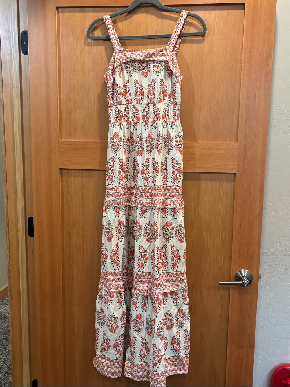 Sincerely Jules Cream Maxi Dress with Orange Floral Print
